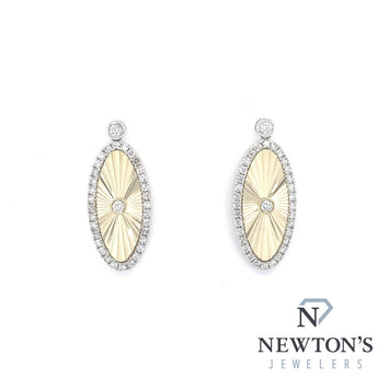 14kt Yellow Gold & Diamond Fluted Oval Dangle Earrings (0.55ct)