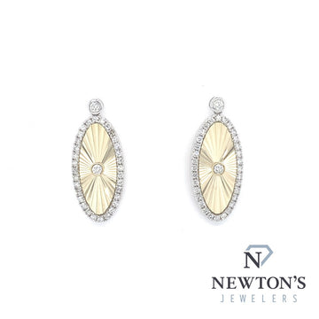 14kt Yellow Gold & Diamond Fluted Oval Dangle Earrings (0.55ct)