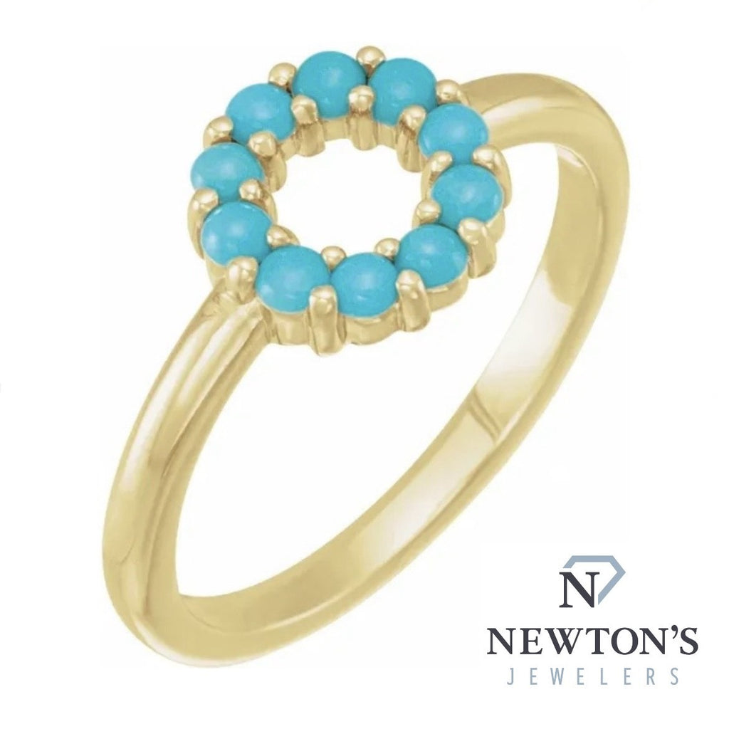 14kt Yellow Gold Turquoise Circle Fashion Ring