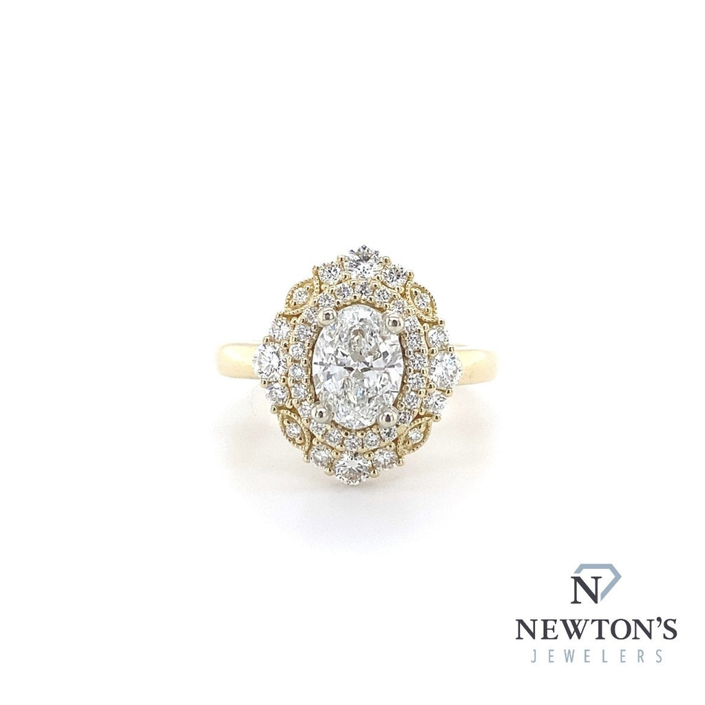14kt Yellow Gold Art Deco Oval Diamond Engagement Ring (1.61ct TW)