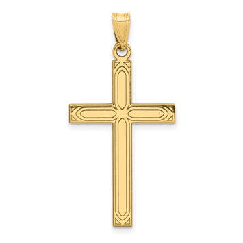 14kt Yellow Gold Cross Etched Pendant