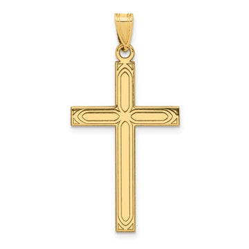 14kt Yellow Gold Cross Etched Pendant