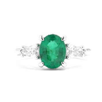 Platinum Emerald and Diamond Ring