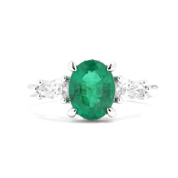 Platinum Emerald and Diamond Ring