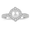 10kt White Gold Pearl and Diamond Ring