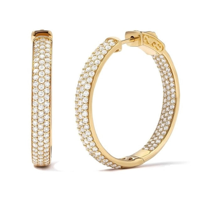 18kt Yellow Gold Diamond Hoops