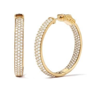 18kt Yellow Gold Diamond Hoops