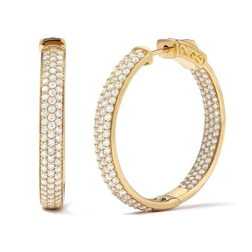 18kt Yellow Gold Diamond Hoops
