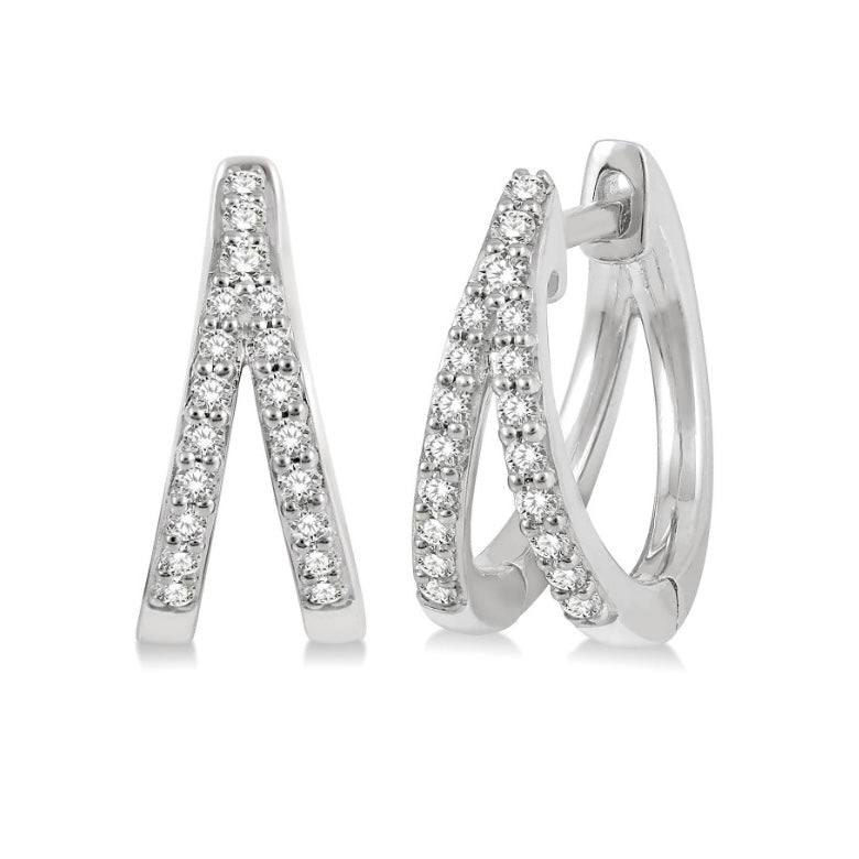 10kt White Gold Split Huggies