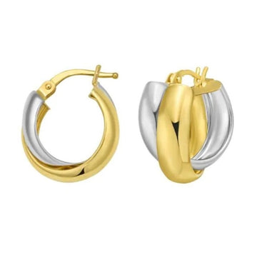 14kt Yellow and White Gold Twist Hoops