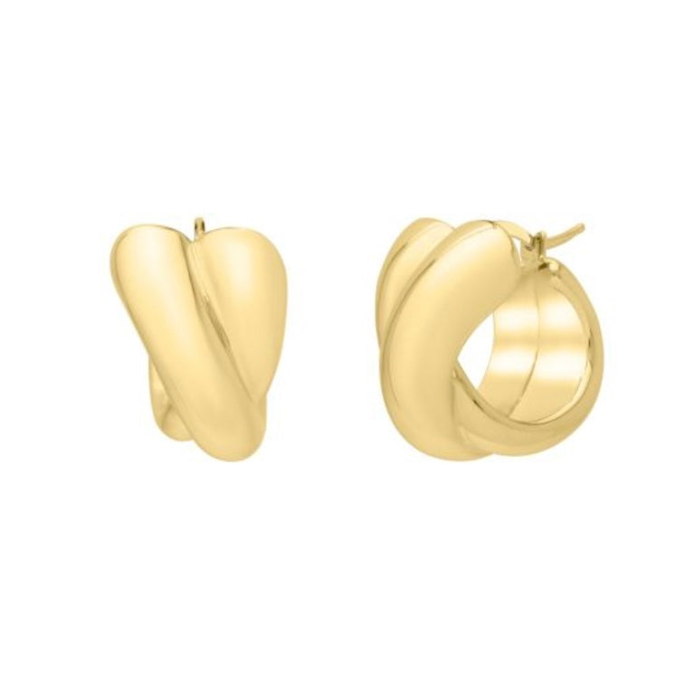 14kt Yellow Gold Twist Bubble Hoop