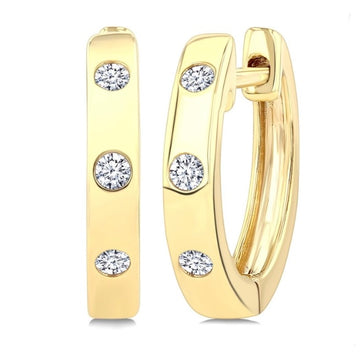 10kt Yellow Gold Round Diamond Huggie Earring