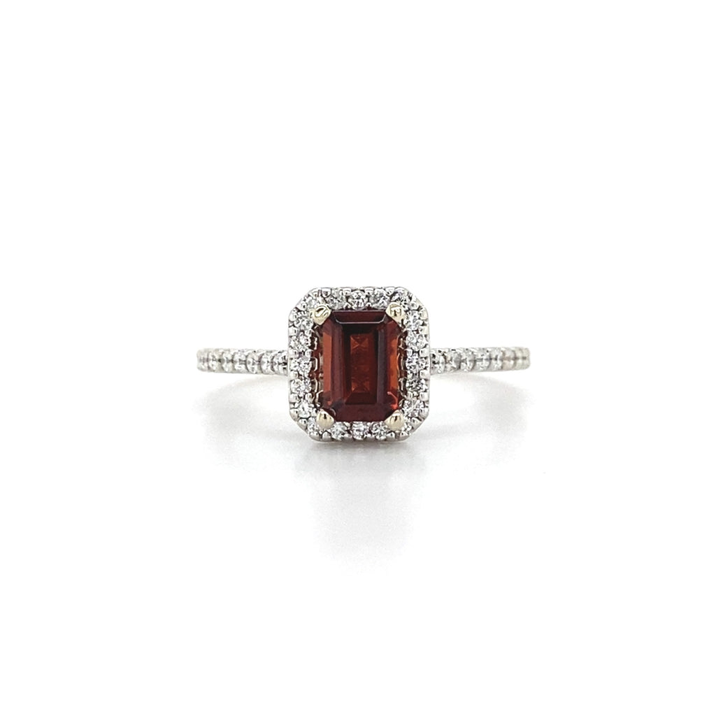 14kt White Gold Garnet and Diamond Ring