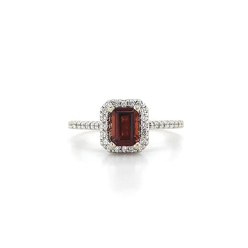 14kt White Gold Garnet and Diamond Ring