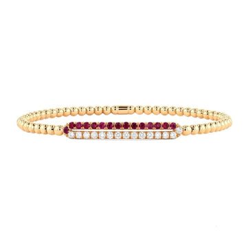 18kt Yellow Gold Couture Ruby and Diamond Stretch Bracelet