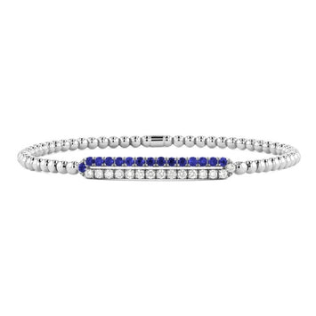 18kt White Gold Couture Diamond and Sapphire Stretch Bracelet