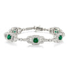 14kt White Gold Diamond and Emerald Bracelet