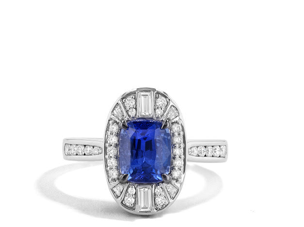 18kt White Gold Sapphire & Diamond Couture Fashion Ring