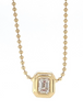 14kt Yellow Gold Bezel Set Emerald Cut Diamond Pendant