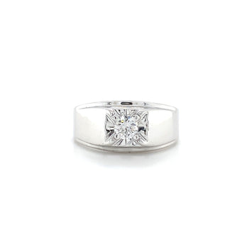 Estate 10kt White Gold Diamond Gents Ring
