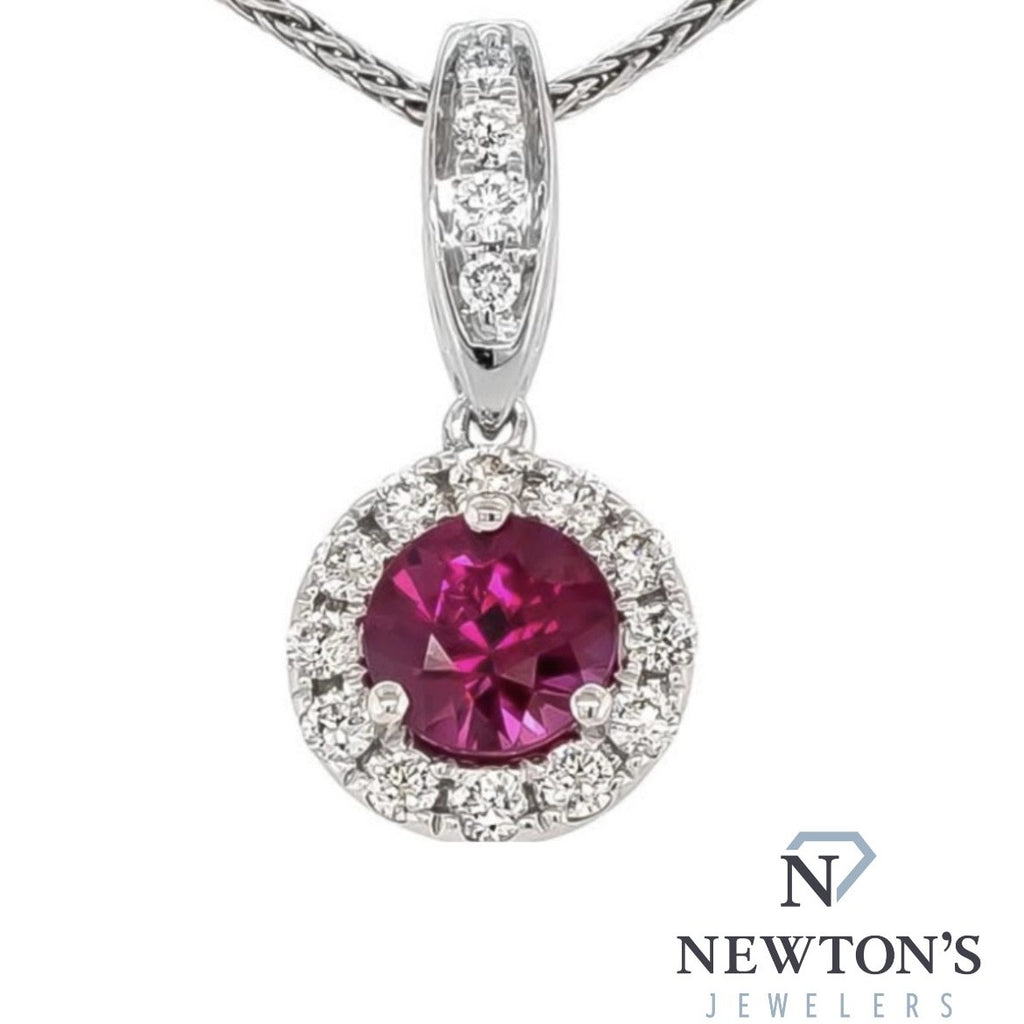 14kt White Gold Ruby & Diamond Pendant (Pendant Only)