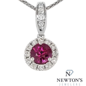 14kt White Gold Ruby & Diamond Pendant (Pendant Only)