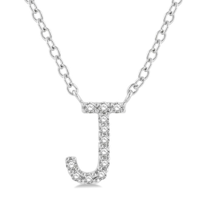 10kt White Gold Diamond Initial Pendant "J"