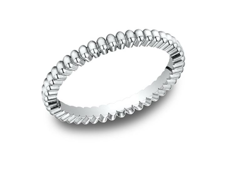 14kt White Gold Detail Women's Stackable Band