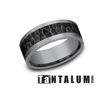 Tantalum Hammered Center Men's Wedding Band