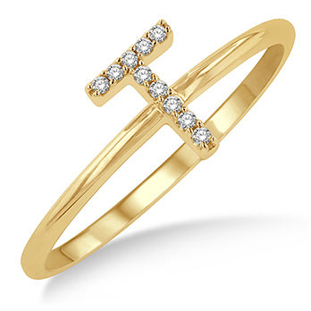 10kt Yellow Gold Initial Stackable Ring "T"