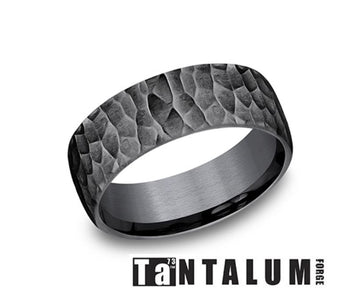 Tantalum Satin Hammer Finish Men's Wedding Band