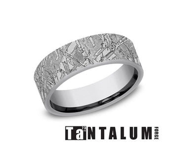 Tantalum Faux Meteorite Men's Wedding Band