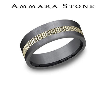 Ammara Stone Tantalum and Yellow Gold Men's Wedding Band