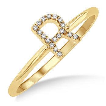 10kt Yellow Gold Initial Stackable Ring "R"