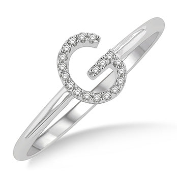10kt White Gold Initial Stackable Ring 