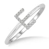 10kt White Gold Initial Stackable Ring "E"
