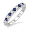 14kt White Gold Diamond and Sapphire Stackable Band