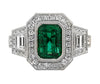 18kt White Gold Emerald and Diamond Fashion Ring