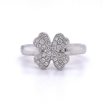 18kt White Gold Diamond Clover Fashion Ring