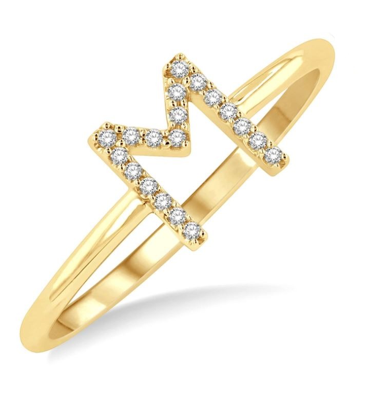 14kt Yellow Gold Diamond Initial Fashion Ring "M"