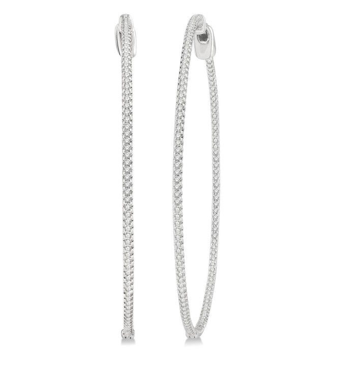 14kt White Gold Inside-Out Diamond Hoop Earrings