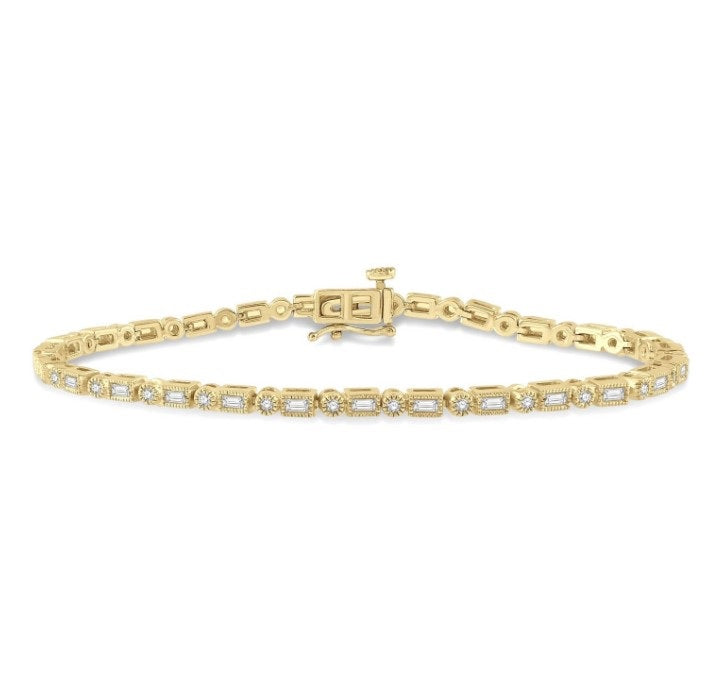 14kt Yellow Gold Baguette Diamond Fashion Bracelet