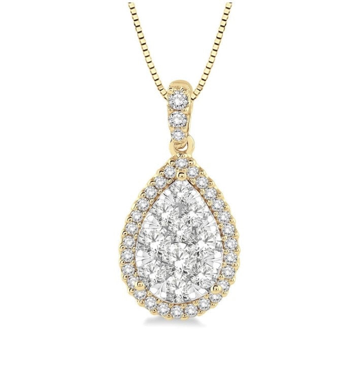 14kt Yellow Gold Pear Shape Essential Diamond Pendant