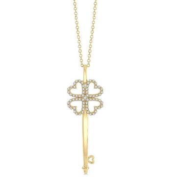 10kt Yellow Gold Heart & Key Shape Diamond Fashion Pendant