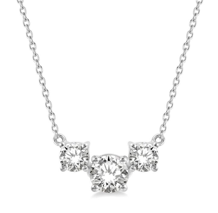 14kt White Gold Past Present & Future Diamond Necklace