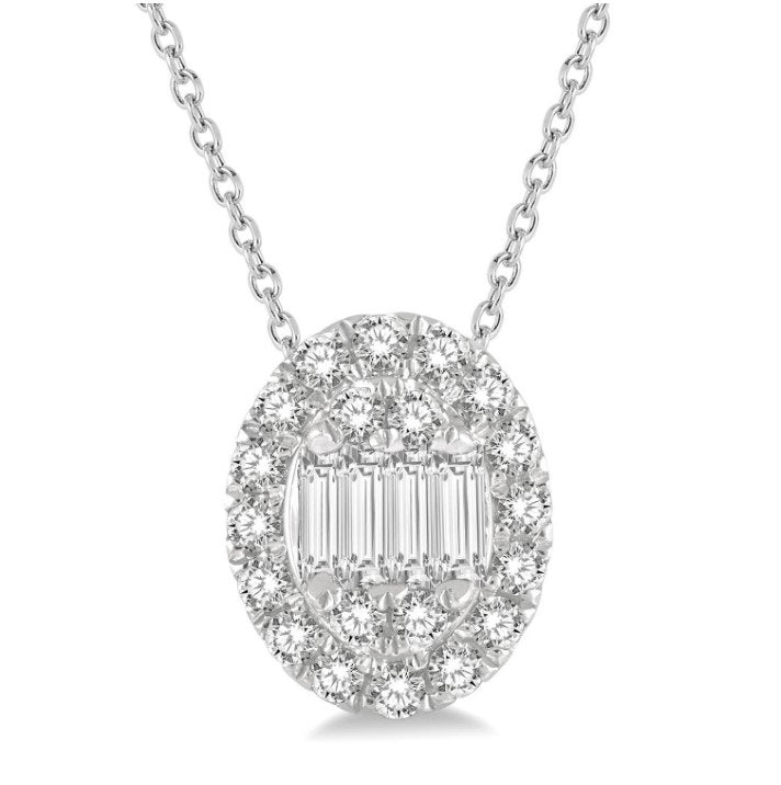 14kt White Gold Oval Shape Fusion Diamond Fashion Pendant