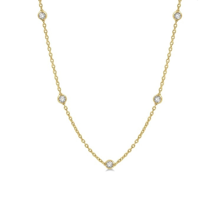 14k Yellow Gold Diamond Drop Pendant Necklace 20 inch – JT Jewelry Shop