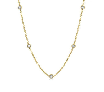 14kt Yellow Gold Diamond Station Necklace