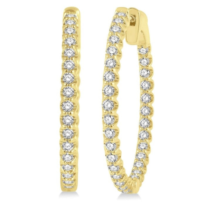 14kt Yellow Gold Inside-Out Diamond Hoop Earrings