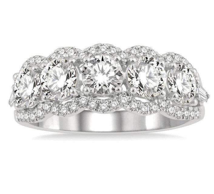 14kt White Gold 5 Stone Diamond Fashion Ring